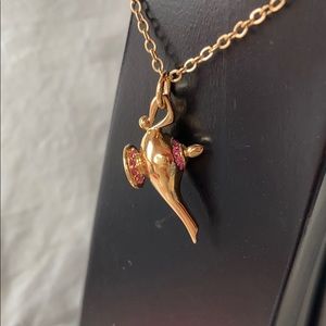 Disney genie lamp with pink rhinestone necklace